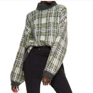 NWT NINE WEST Plaid Boxy Sweater